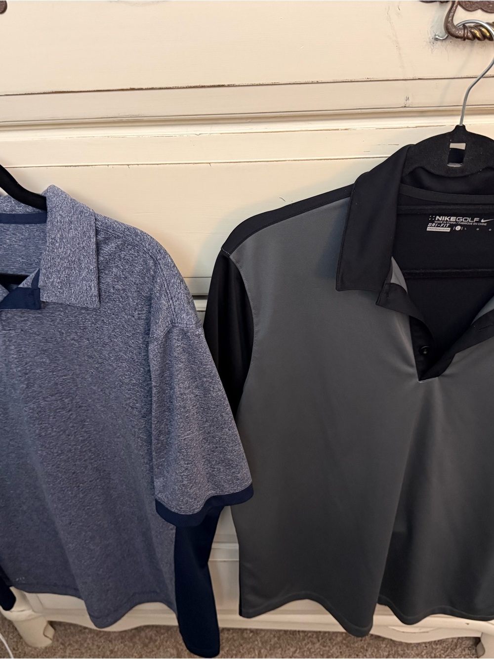 Nike dri fit Men's Heather Blue and Gray/black Golf Polo Duo